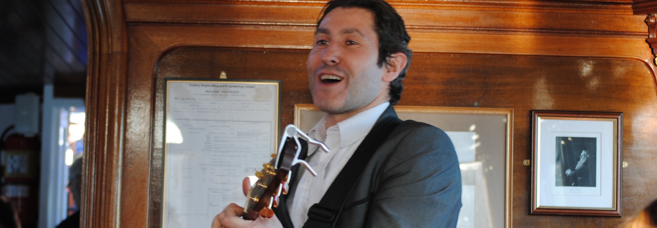 Antoine singing on the Gondola at Coniston Water in Cumbria